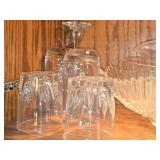 Lot of (1 Cupboard) Clear Glassware - Glasses, Stem Glass, Punch Bowl, Bowls