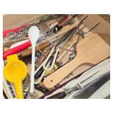 Lot of (4 Drawers) Utensils - Serving Utensils, Spoons, Knife Sharpeners, Skewers, Routisserie Accessories, Knife Carving Set, Roller, Blender Blades, Cookie Cutters, Spatulas
