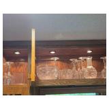 Lot of (2 Cupboards) Clear Glass Wine Glasses, Decanter and Bowls