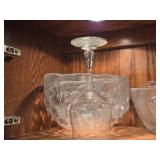 Lot of (2 Cupboards) Clear Glass Wine Glasses, Decanter and Bowls