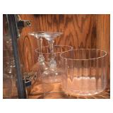Lot of (2 Cupboards) Clear Glass Wine Glasses, Decanter and Bowls