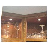 Lot of (2 Cupboards) Wine Glasses, Punch Bowl, Cake Stand Top, Cocktail Glasses