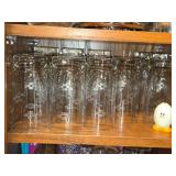 Lot of (1 Cupboard) Glasses, Decanter