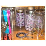 Lot of (1 Cupboard) Glasses, Decanter