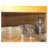 Lot of (1 Cupboard) Glasses, Wine Glasses, Bowls, Assorted Pitchers, Serving Bowls