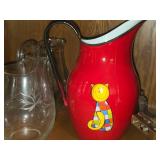 Lot of (1 Cupboard) Glasses, Wine Glasses, Bowls, Assorted Pitchers, Serving Bowls