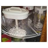 Lot of (1 Cupboard) Serving Bowls, Cake Molds, Measuring Cups, Pitchers, Assorted Containers