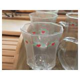 Lot of (5) Porsgrund Hearts & Pines (Norway) - Wine Goblets (x3), Pitchers (x2)