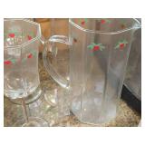 Lot of (5) Porsgrund Hearts & Pines (Norway) - Wine Goblets (x3), Pitchers (x2)