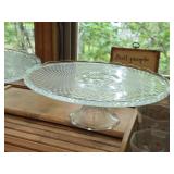 Lot of (3) Clear Glass Cake Stands + One Lid