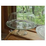 Lot of (3) Clear Glass Cake Stands + One Lid