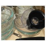 Lot of (1 Cupboard) Glass Bowls, Lids, Small Kitchen Appliances, Food Processor