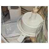 Lot of (1 Cupboard) Glass Bowls, Lids, Small Kitchen Appliances, Food Processor