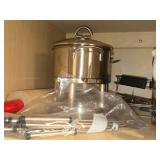 Lot of (1 Cupboard) Cake Molds, Oven Rack, Large Rolling Pin, Pans and Fondue Warmers