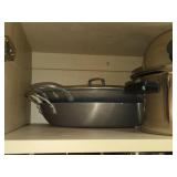 Lot of (1 Cupboard) Pots, Pans, Cups (assorted)