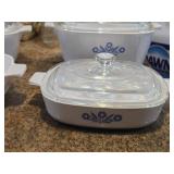 (4) Cornflower Blue Corning Ware Baking Dishes + (3) Lids