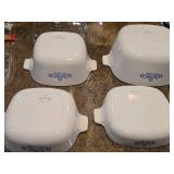 (4) Cornflower Blue Corning Ware Baking Dishes + (3) Lids