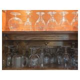 Lot of (2 Shelves) Wine Glasses and Brandy Glasses