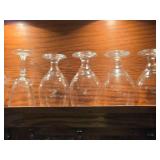 Lot of (2 Shelves) Wine Glasses and Brandy Glasses