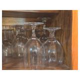 Lot of (2 Shelves) Wine Glasses and Brandy Glasses