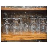 Lot of (1 Shelf) Wine Glasses, Brandy Glasses, Pilsner Glasses