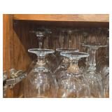 Lot of (1 Shelf) Wine Glasses, Brandy Glasses, Pilsner Glasses