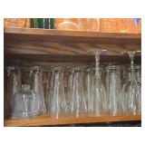 Lot of (1 Shelf) Pilsner Glasses, Stem Glasses, Clear Glass Cloche
