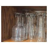 Lot of (1 Shelf) Pilsner Glasses, Stem Glasses, Clear Glass Cloche