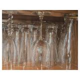 Lot of (1 Shelf) Pilsner Glasses, Stem Glasses, Clear Glass Cloche