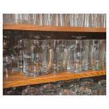Lot of (1 Shelf) Beer Mugs, Brandy Snifters, Tumblers