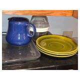 Lot of (1 Counter + 1 Cupboard) Plates, Measuring Cups, Pitchers, Cups, Storage Containers