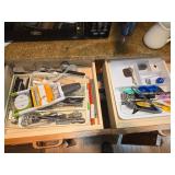 Lot of (2 Drawers) Cooking Utensils, Ladle, Wisk, Knifes, Spatulas