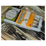 Lot of (2 Drawers) Cooking Utensils, Ladle, Wisk, Knifes, Spatulas