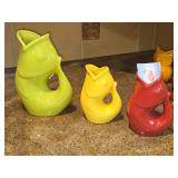 Lot of (3) GurlgePot Fish Gurgle Pitchers
