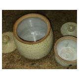 Lot of (2) Ceramic Lidded Jars (signed on bottom)