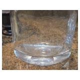 Lot of (2) Clear Glass Etched Ship Design Glassware - Decanter and Dish