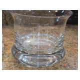 Lot of (2) Clear Glass Etched Ship Design Glassware - Decanter and Dish