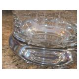 Lot of (2) Clear Glass Etched Ship Design Glassware - Decanter and Dish
