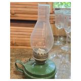 Vintage Kerosene Lamp - Green Enameled Metal