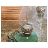 Vintage Kerosene Lamp - Green Enameled Metal
