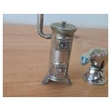 803 Silver Miniature Stove (93.3gm) + 830 Silver Polar Bear Shaker 29-grams  (Total 124-grams for both)