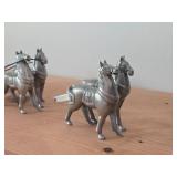 Pewter Scale Replica Horse Drawn Carriage Piggy Bank with Extra Horses