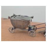 Pewter Scale Replica Horse Drawn Carriage Piggy Bank with Extra Horses