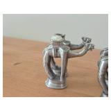 Lot of (6) Pewter Collectibles - Candleholder (x4) and Polar Bear Shakers (x2)