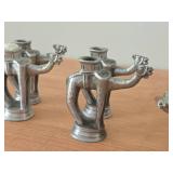 Lot of (6) Pewter Collectibles - Candleholder (x4) and Polar Bear Shakers (x2)