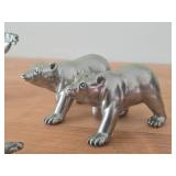 Lot of (6) Pewter Collectibles - Candleholder (x4) and Polar Bear Shakers (x2)