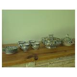 Royal Vienna RB Austria Porcelain - Covered Tureen, Lidded Tureen, (4) Tea Cups and (4) Saucers