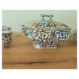 Royal Vienna RB Austria Porcelain - Covered Tureen, Lidded Tureen, (4) Tea Cups and (4) Saucers