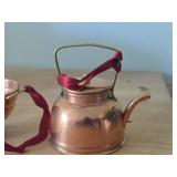 Lot of (2) Copper Miniatures - Tea Pot, Colander (Italy)