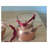 Lot of (2) Copper Miniatures - Tea Pot, Colander (Italy)